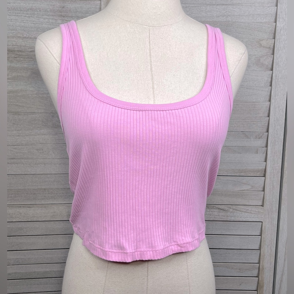 OLD NAVY Stretchy Ribbed Cropped Tank Top Pink-Medium